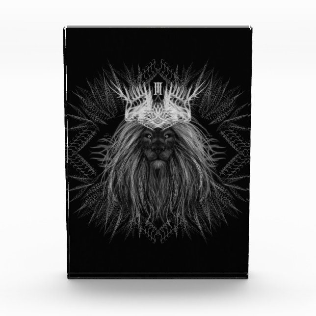 Bloc Photo Lion avec monogramme de couronne (Devant)