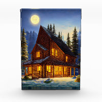 Log Cabine Dans Les Bois Paysage Neige Art