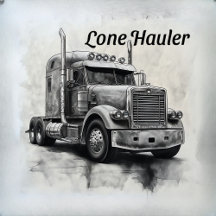 "Lone Hauler - Bold Charcoal Bobtail Truck Art Pri