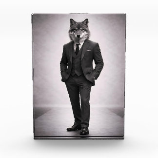 Bloc Photo Loup Élégant en Costume Classique Portrait
