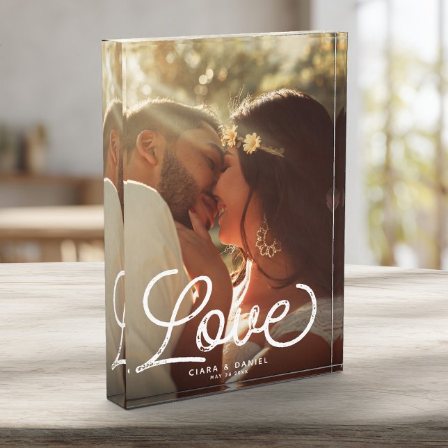 Bloc Photo LOVE Moderne Calligraphie Simple Mariage Keepsaké (Créateur téléchargé)