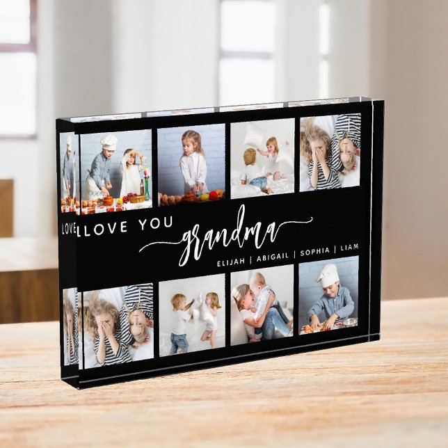 Bloc Photo Love You Grandma 8 Photo Collage Black and White (Créateur téléchargé)