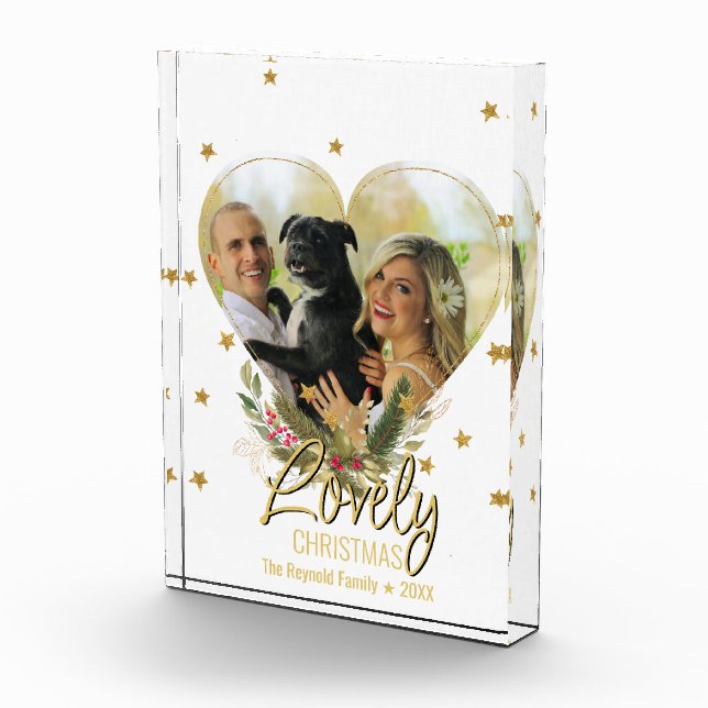 Bloc Photo Lovely Christmas Photo Heart Gold Parties scintill (Droite)