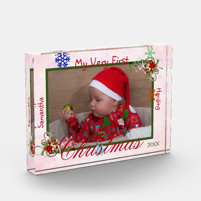 Bloc Photo Ma toute première fille de Noël personnalisée (Gauche)