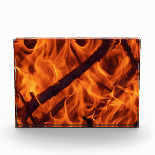 Bloc Photo Macro de flamme de feu dans la cheminée