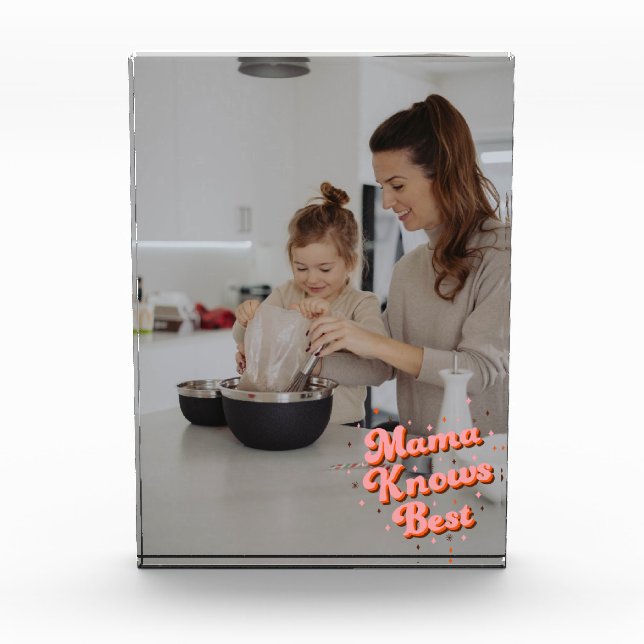 Bloc Photo Mama mignonne connaît le meilleur rose Brown rétro (Devant)
