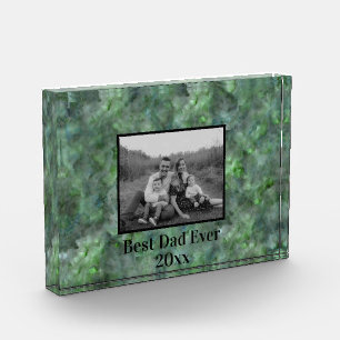 Bloc Photo Marbre vert Abstrait granit Meilleur papa Jamais