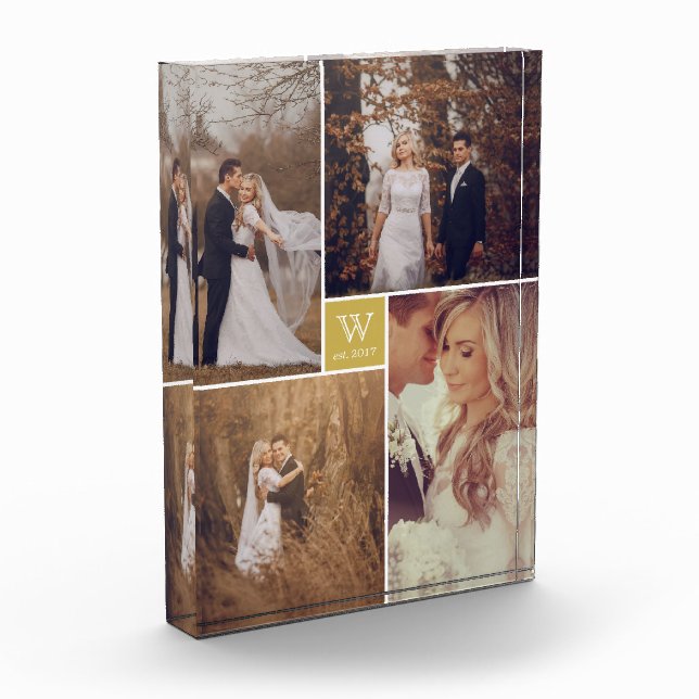 Bloc Photo Mariage Carré moderne Monogramme Collage Photo Blo (Gauche)