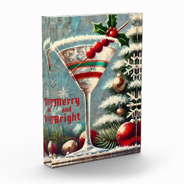 Bloc Photo Martini de Noël Retro les années 50 Cranberry (Gauche)