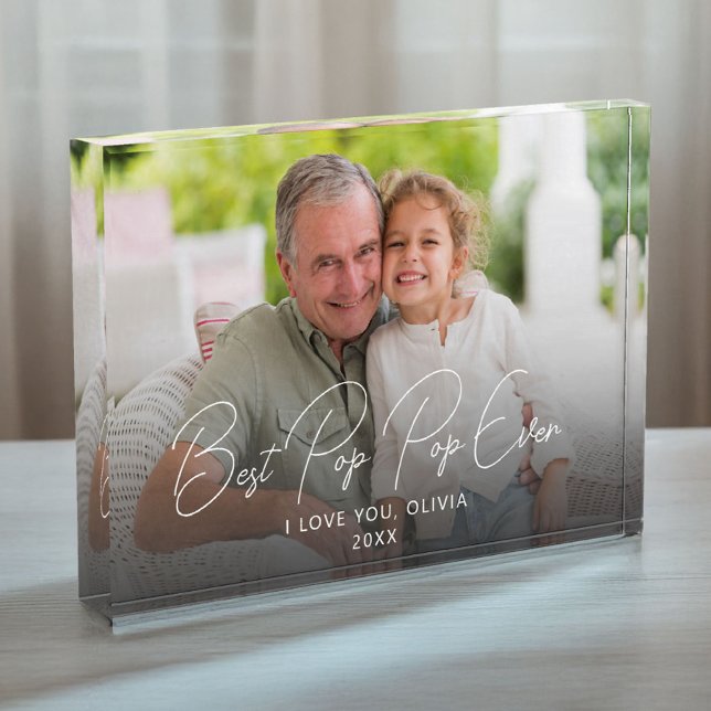 Bloc Photo Meilleure Pop Pop Ever mignonne Gardienne de petit (Best Pop Pop Ever Cute Grandchild Keepsake Photo Block)