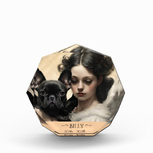 Bloc Photo Mémorial personnalisé de Bulldog en français noir