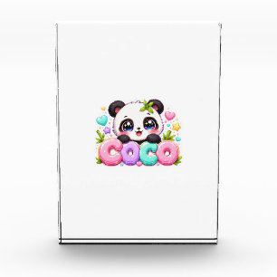 Bloc Photo Mignon Kawaii Coco Panda Nom Pastel Rose Étincelan