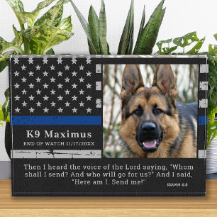 Bloc Photo Mince ligne bleue Officier K9 Police Dog Memorial
