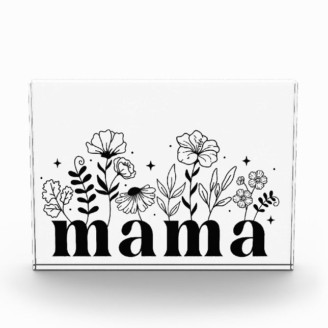 Bloc Photo Minimalistic Black & White Wildflower Mama (Devant)