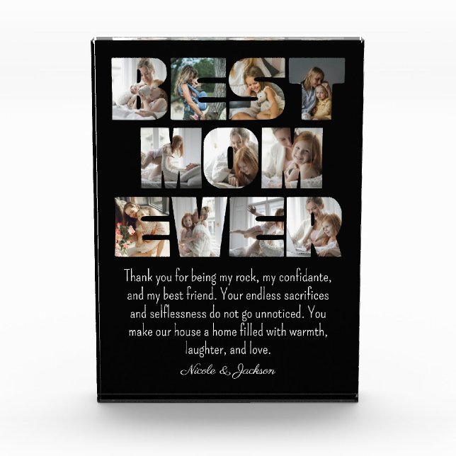 Bloc Photo Modern Best Mom Ever 11 Photos Collage noir (Devant)