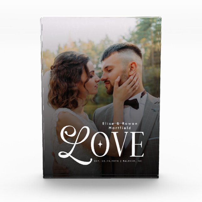 Bloc Photo Modern Love Custom Wedding Photo Couples Monogram (Devant)