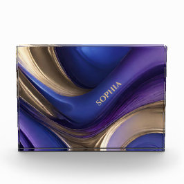 Bloc Photo Moderne Abstrait-bleu violet et or-
