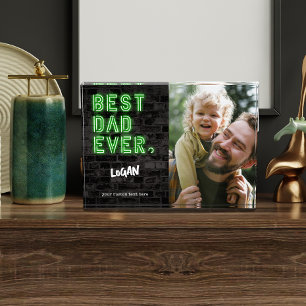 Bloc Photo Moderne Faux Neon Meilleur papa Jamais Cadeau pour