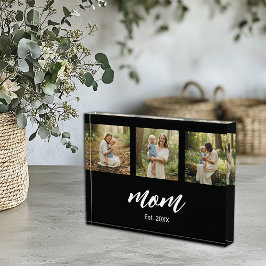 Bloc Photo Mom Established Script 3 Photo Acrylic Block