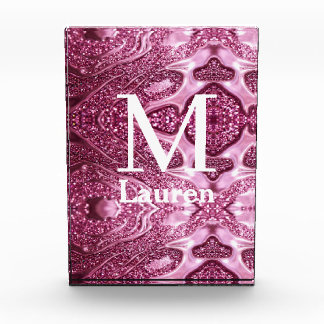 Bloc Photo monogramme de nom girly abstrait métallisé rose