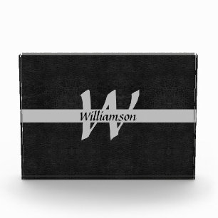 Bloc Photo Monogramme Noir et gris Nom Initiales Cadeau de bu