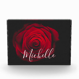 Bloc Photo Monographie personnalisée rose rouge photo vintage
