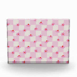 Bloc Photo Motif floral à carreaux de marguerite rose tendre
