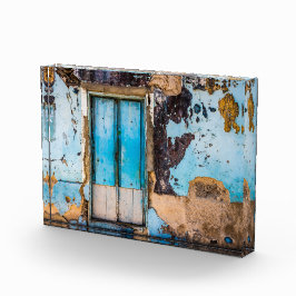 Bloc Photo Mur bleu et porte