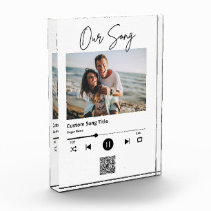 Bloc Photo Musique de mariage Our Song Scan QR Code Acrylique