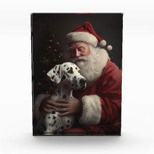 Bloc Photo Noël festif Dalmatien avec le Père Noël