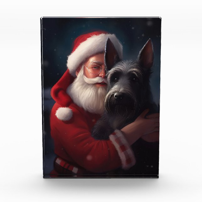 Bloc Photo Noël festif écossais du Terrier Santa Claus (Devant)