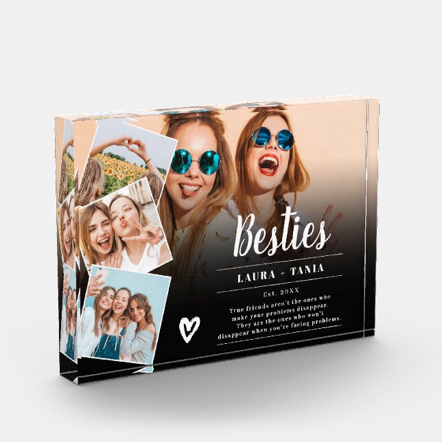 Bloc Photo Noir meilleurs amis script 4 photos grille de coll (Gauche)