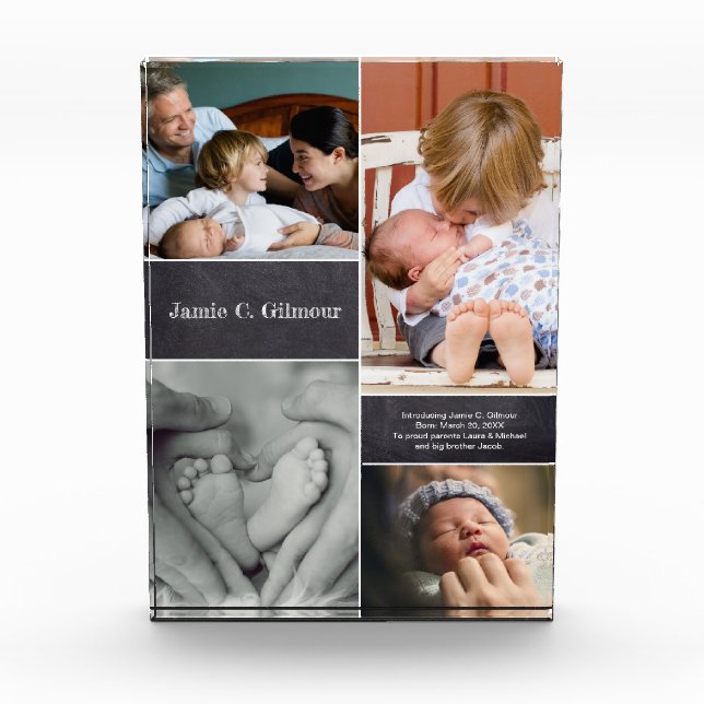 Bloc Photo Nom du bébé Photo Collage Faire-part de naissance (Devant)