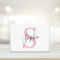 Nom personnalisé moderne Monogramme rose