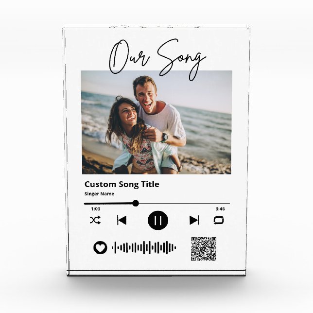 Bloc Photo Notre Chanson Mariage Music Scannable QR Code Acry (Devant)