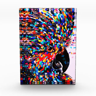 Bloc Photo Œuvre d'art murale vibrante d'oiseau tropical dans