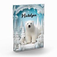 Ours polaire avec petit Océan Arctique Hiver blanc