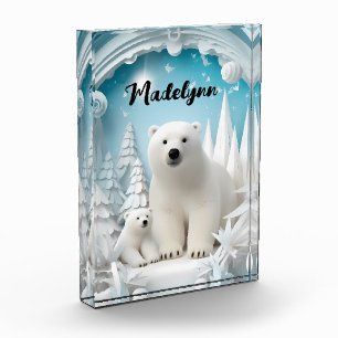 Bloc Photo Ours polaire avec petit Océan Arctique Hiver blanc