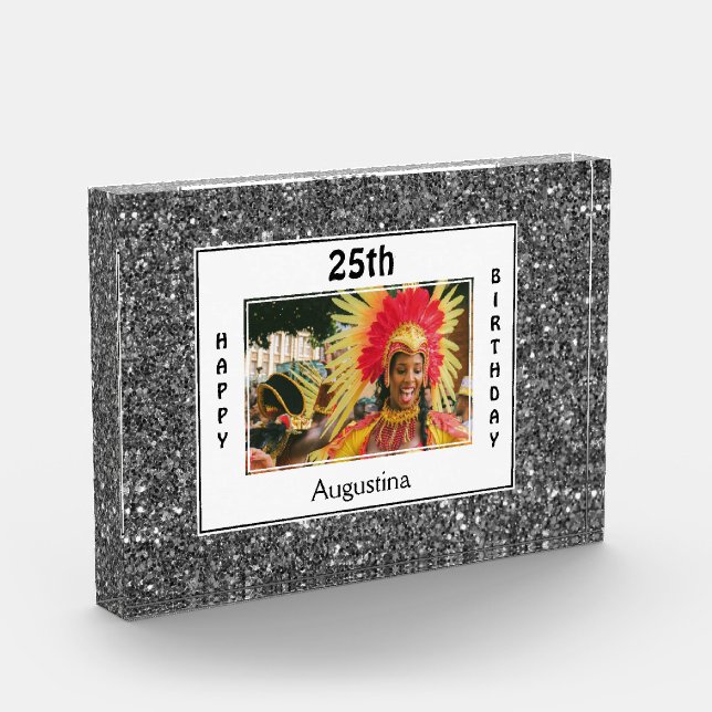 Bloc Photo Paillette argent | TOUT ÂGE | Joyeux 25ème anniver (Gauche)