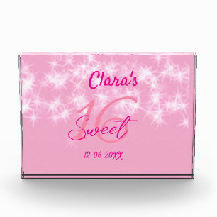 Bloc Photo Pastel bébé rose doux 16 anniversaire ajouter nom