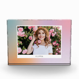 Bloc Photo Pastel moderne arc-en-ciel rose giro photo cadeau