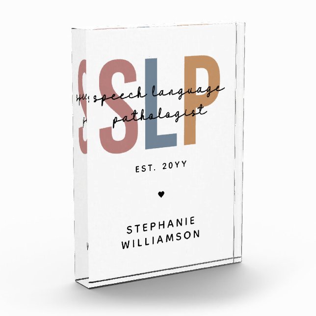 Bloc Photo Pathologiste du langage SLP personnalisé (Gauche)
