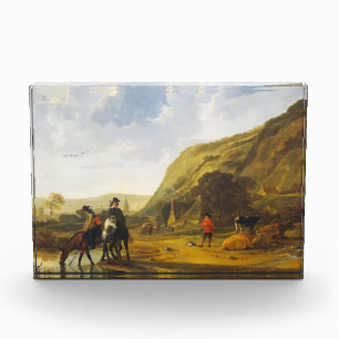 Bloc Photo Paysage fluvial avec cavaliers Aelbert Cuyp