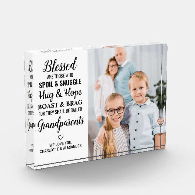 Bloc Photo Personalisé Bienheureux Grand-Parents Poème Modern (Gauche)