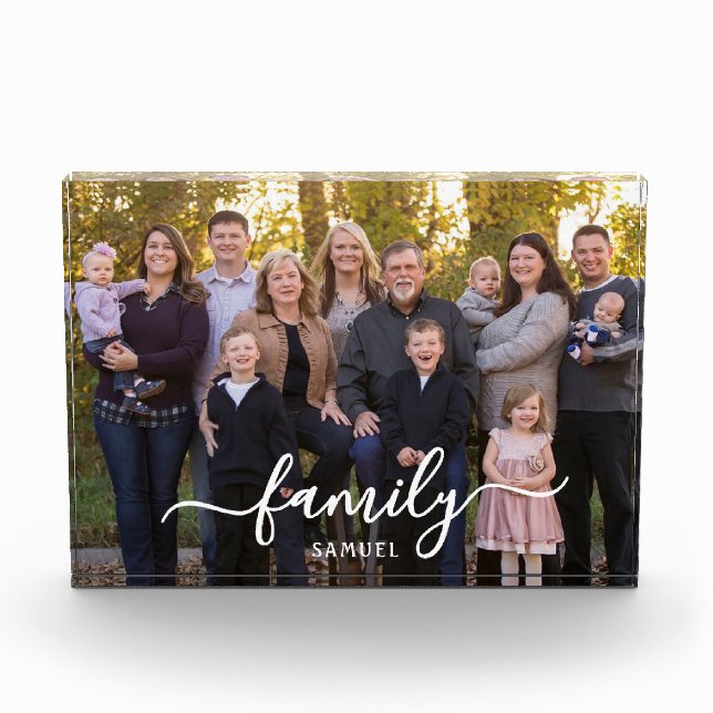 Bloc Photo Personalized Family Photo Text Script Photo Block (Devant)