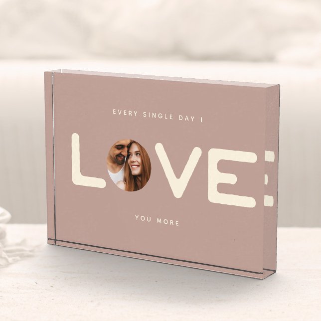 Bloc Photo Personnalisé Moderne Photo LOVE Valentines Couple  (This Valentine's Day, say "I love you" in a way that lasts! )