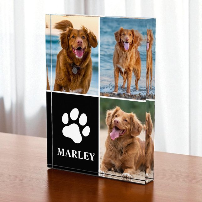 Bloc Photo Pet Name Paw Dog Lover Photo 3 Collage Photo Block (Créateur téléchargé)
