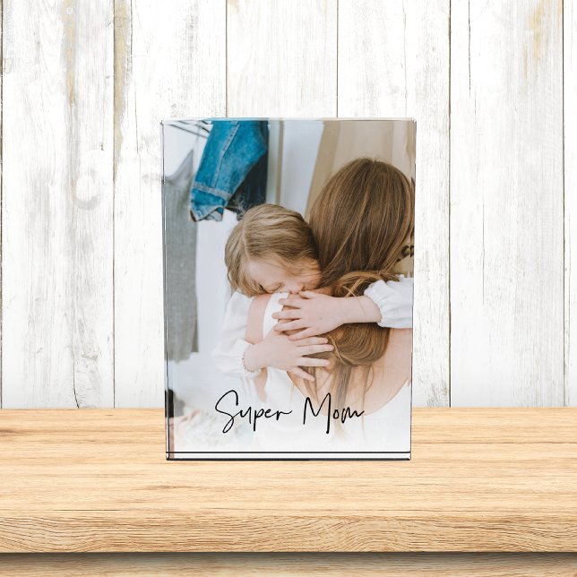 Bloc Photo Photo maman moderne et texte super maman | Cadeau  (Créateur téléchargé)