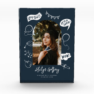 Bloc Photo Photo moderne Doodle Graduation Marine Blue Keepsa