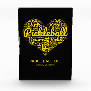 Bloc Photo Pickleball Player Word Typographie d'art personnal